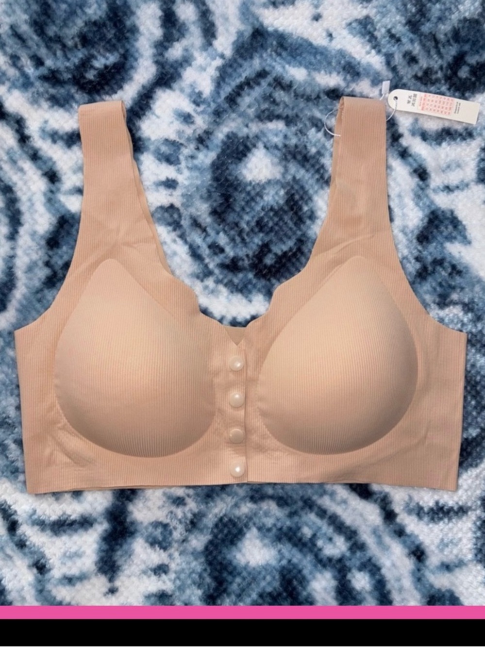 PINK LOVER— Sports Bra for Women | Front Snap button Closure ~ XL / Beige